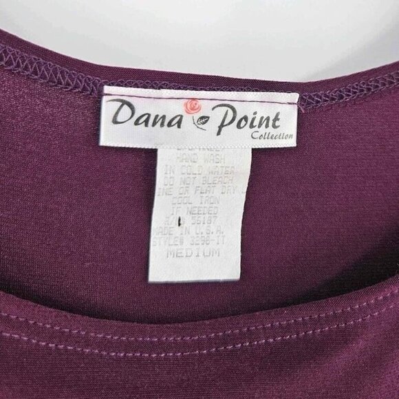 Dana Point Womens Sz M Fit & Flare Maroon Dress Draping Ruched Front 3/4 Sleeve - Picture 2 of 4